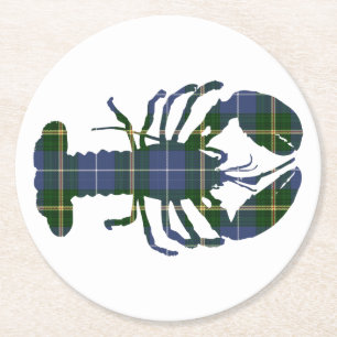 Nova Scotia Tartan lobster pulp board drinkcoaster Round Paper Coaster