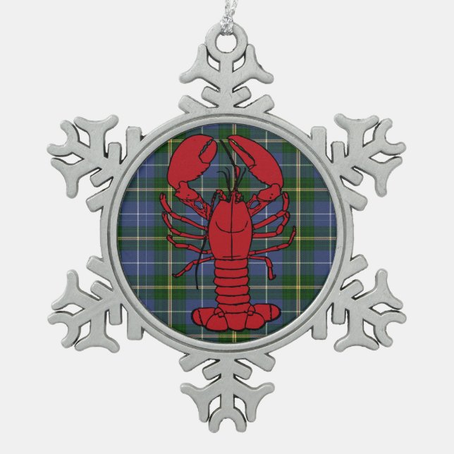 Nova Scotia Tartan lobster snowflake ornament (Front)