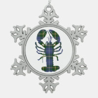 Nova Scotia Tartan lobster snowflake ornament