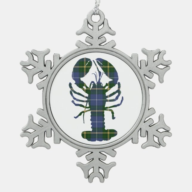 Nova Scotia Tartan lobster snowflake ornament (Front)
