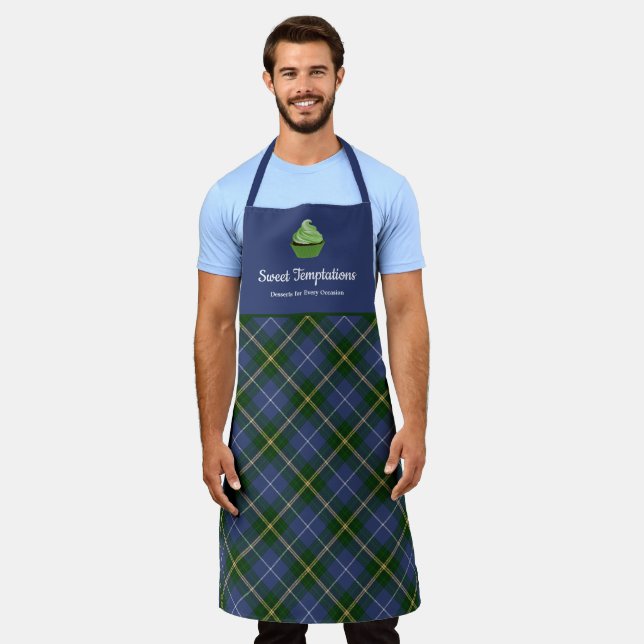 Nova Scotia Tartan Plaid Cupcake Bakery Large Apron (Worn)
