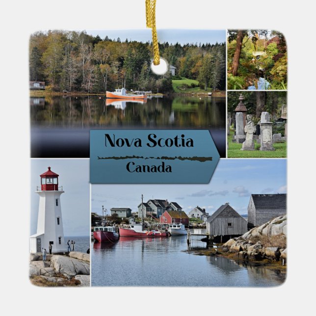 Nova Scotia Travel Poster, Ceramic Ornament (Front)