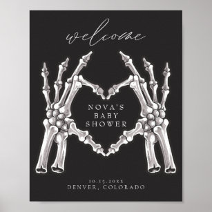 NOVA Skeleton Heart Hands Baby Shower Welcome Poster