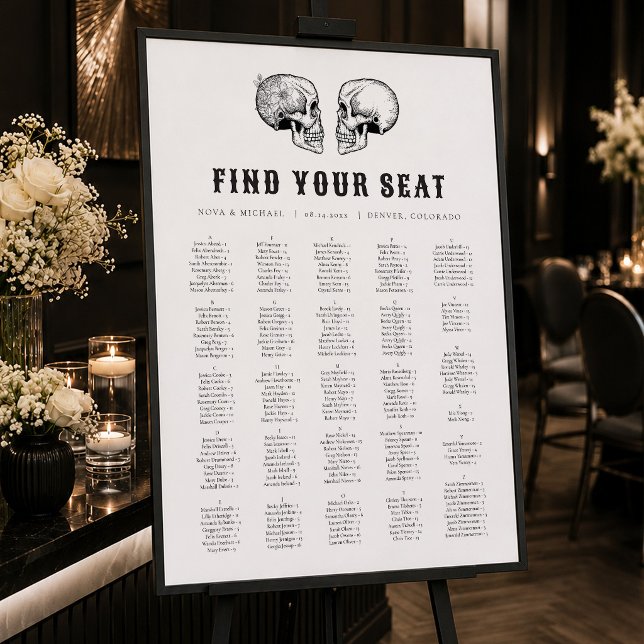 NOVA Til Death Gothic Skull Wedding Seating Chart (Creator Uploaded)