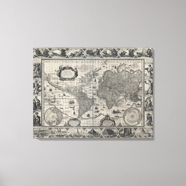 Nova totius terrarum, 1606 Antique World Map Canvas Print (Front)