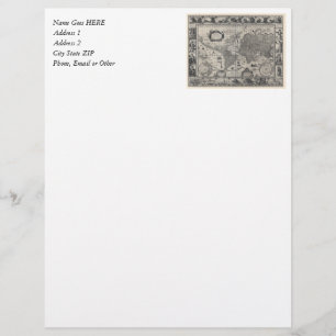 Nova totius terrarum, 1606 Antique World Map Letterhead