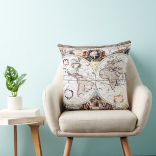 Nova Totius Terrarum Orbis by Henricus Hondius II Throw Pillow