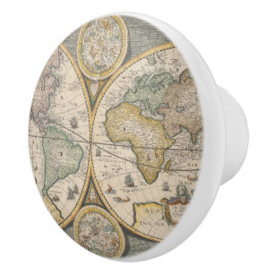 Nova Totius Terrarum Orbis Geographica Ceramic Knob