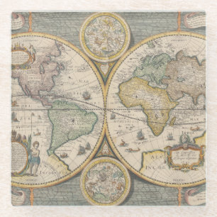 Nova Totius Terrarum Orbis Geographica Glass Coaster