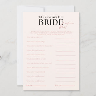 Nova Who Knows The Bride Best Game Invitation
