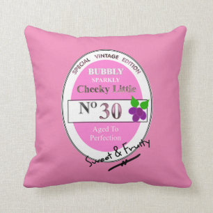 Novelty 30th Milestone Birthday Funny Wine Label Throw Pillow