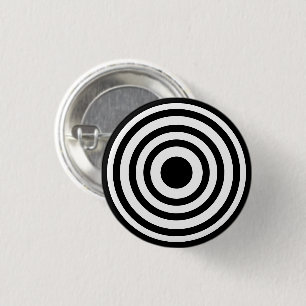 Novelty Black and White Bullseyes Circles 1 Inch Round Button
