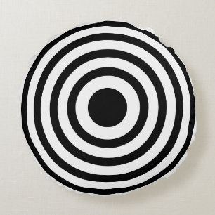 Novelty Black and White Bullseyes Circles Round Pillow