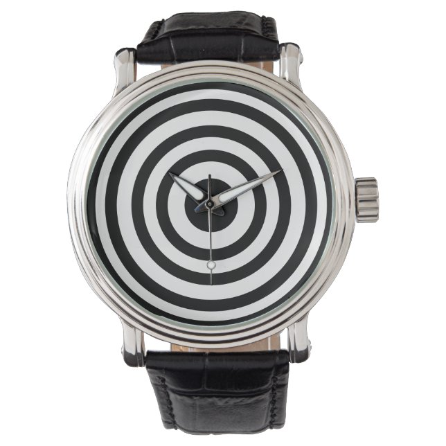 Novelty Black and White Bullseyes Circles Watch (Front)