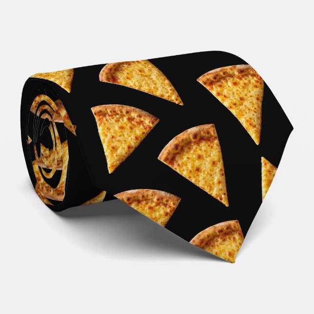Novelty Cheese Pizza | Fast Food Pattern Neck Tie (Rolled)