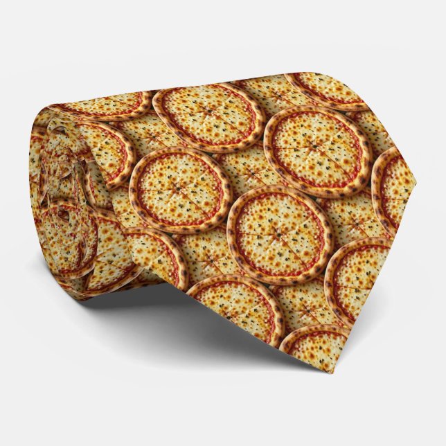 Novelty Cheese Pizza | Fast Food Pattern Neck Tie (Rolled)