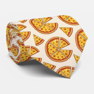 Novelty Cheese Pizza   Fast Food Pattern Neck Tie