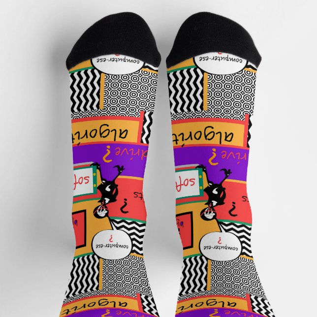 Novelty Computer-ese Crew Socks (Top)