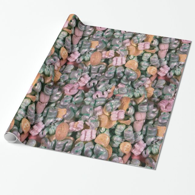Novelty Design Packing Peanuts Gift Wrap (Unrolled)