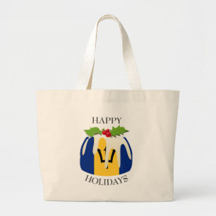 Novelty Festive Pudding BARBADOS FLAG Large Tote Bag
