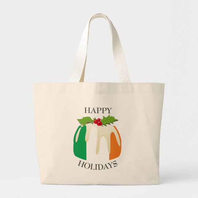 Novelty | Festive Pudding with | IRELAND FLAG Large Tote Bag (Front)