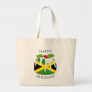 Novelty   Festive Pudding with   JAMAICAN FLAG Large Tote Bag