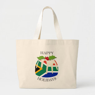 Novelty   Festive Pudding with   SOUTH AFRICA FLAG Large Tote Bag