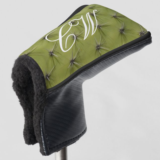 Novelty green cactus print golf accessory gift golf head cover (3/4 Front)