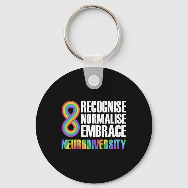 Novelty Neurodiversity Rainbow Infinity Autism Awa Keychain (Front)