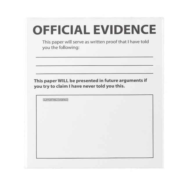 Novelty Official Evidence Funny Notepad (Front)