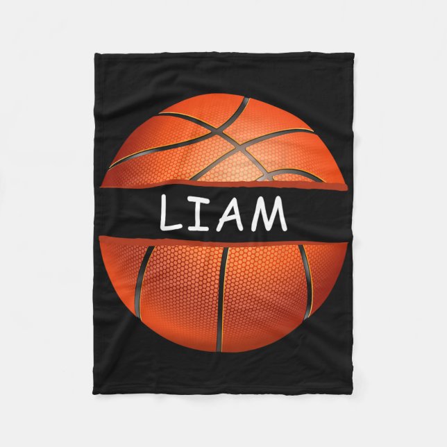 Novelty Personalized Name Liam Sports Bysketbyll  Fleece Blanket (Front)