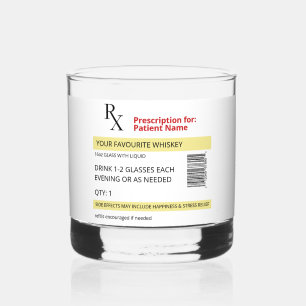 Novelty Prescription Whiskey Glass Customizable