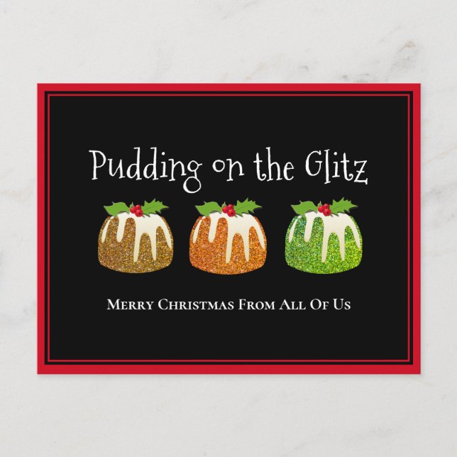 Novelty PUDDING ON THE GLITZ Corporate Christmas Holiday Postcard (Front)