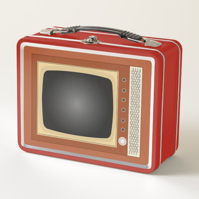 Novelty Retro Television Effect Metal Lunch Box (Front)