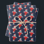 Novelty Santa Animal Manatee Christmas Wrapping Paper Sheet<br><div class="desc">Manatee wrapping paper sheets with cartoon manatees dressed up in Santa outfits all in a pattern on a navy blue background. Make your gifting festive and aquatic in a way they aren’t expecting. Choose this wrapping paper and have some extra fun, to go with your already merry Christmas! Novelty Santa...</div>