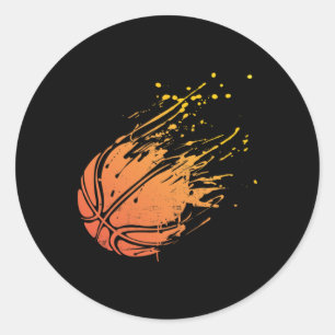 Novelty Silhouette Basketball Gift Graphic For Bal Classic Round Sticker