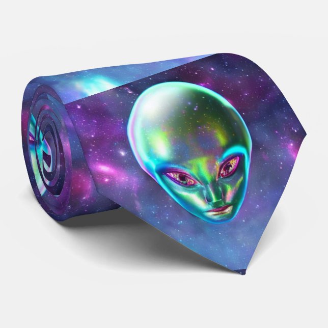 Novelty unusual Alien Face Tie (Rolled)
