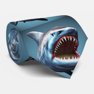 Novelty Unusual Big Jaws Like Shark Pattern  Tie
