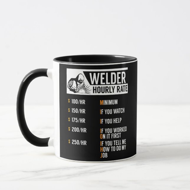 Novelty Welders Hourly Rates Sarcastic Mug (Left)