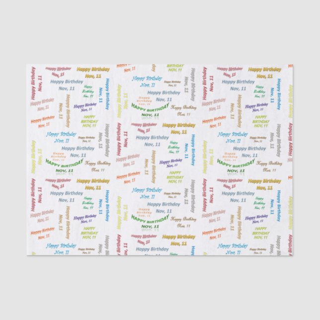 November, 11 Birthday Tissue Paper (Front)