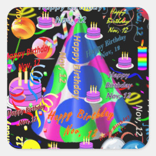 November, 12 Kids Birthday Stickers