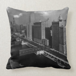 November 1939:  The city of Chicago Throw Pillow