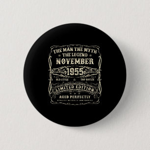 November 1955 70th Birthday For Men 70 Year Old Bd 2 Inch Round Button