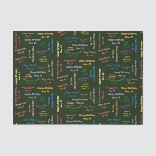 November, 25 Birthday Tissue Paper (Front)