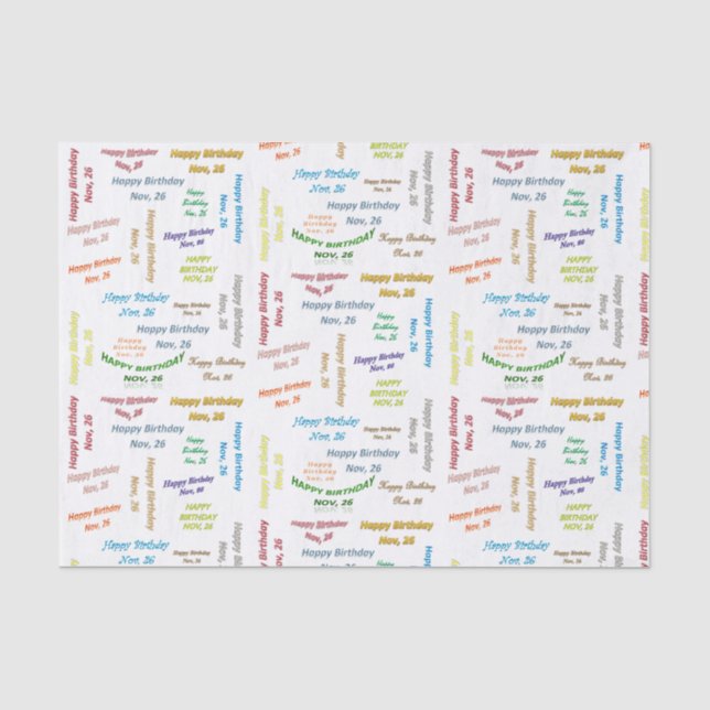 November, 26 Birthday Tissue Paper (Front)