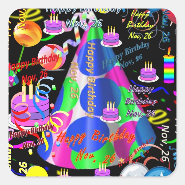 November, 26 Kids Birthday Stickers (Front)