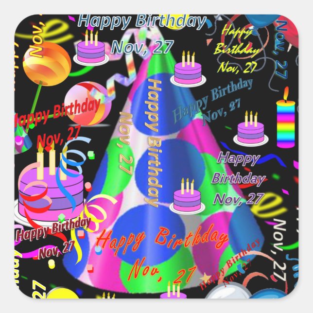 November, 27 Kids Birthday Stickers (Front)