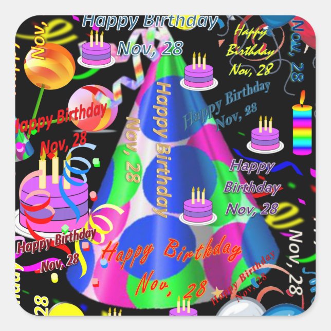 November, 28 Kids Birthday Stickers (Front)