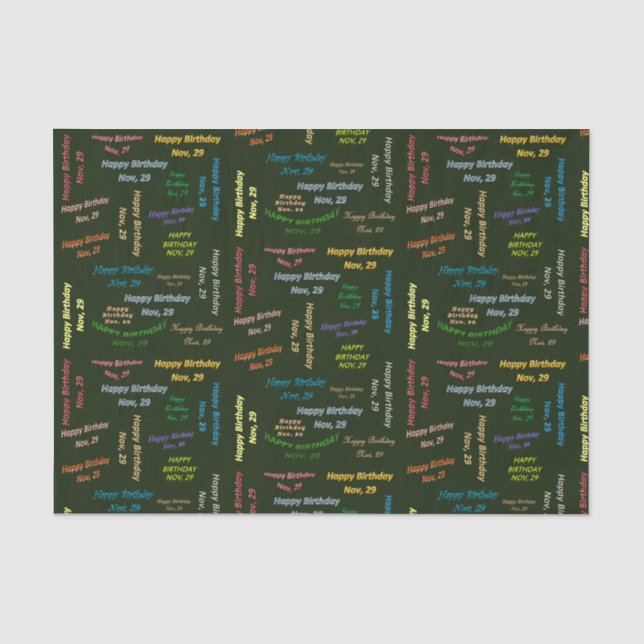 November, 29 Birthday Tissue Paper (Front)