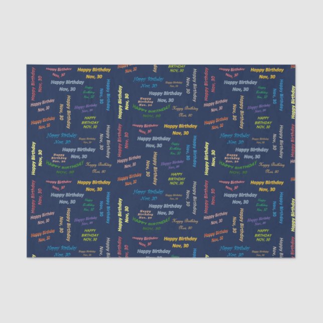 November, 30 Birthday Tissue Paper (Front)